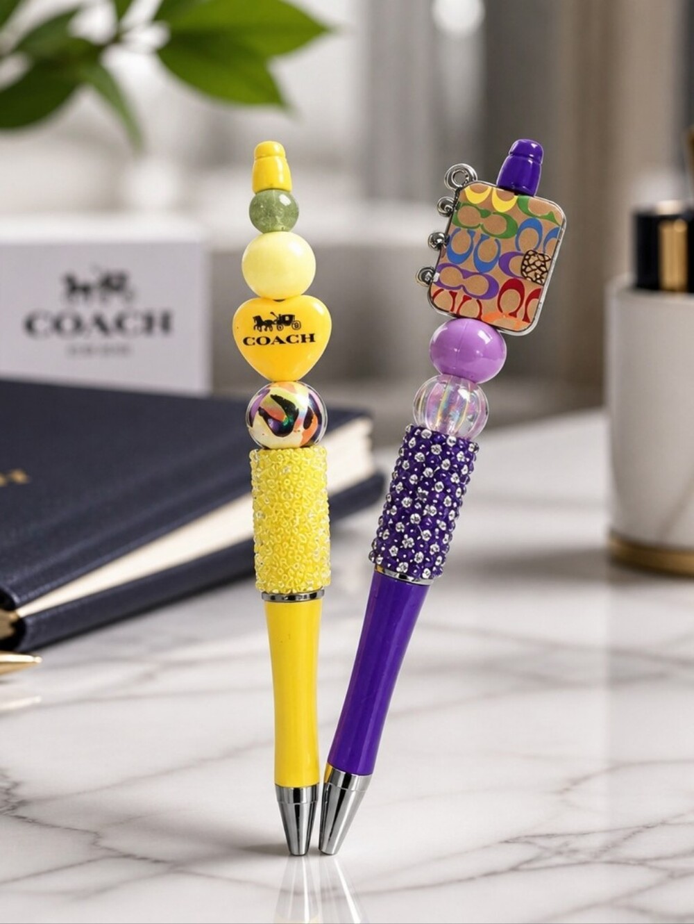 x2 Handcrafted Beaded Pens Design